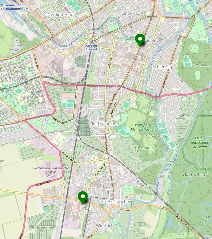 Kartenansicht Leipzig Plagwitz